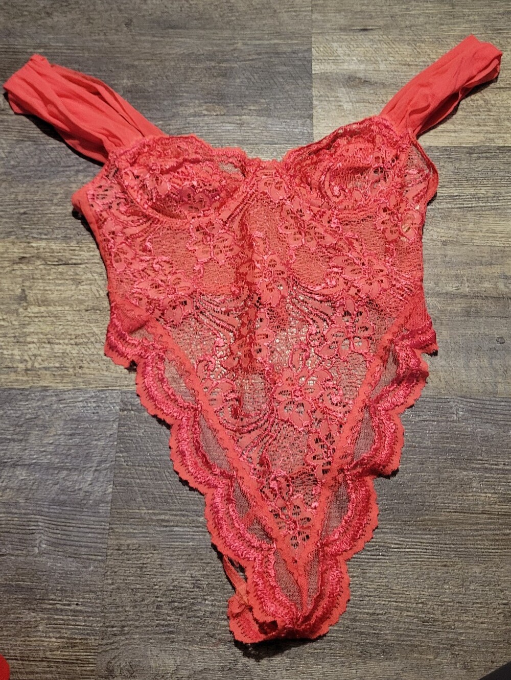 Victoria's Secret Vintage Coral Lace Bodysuit